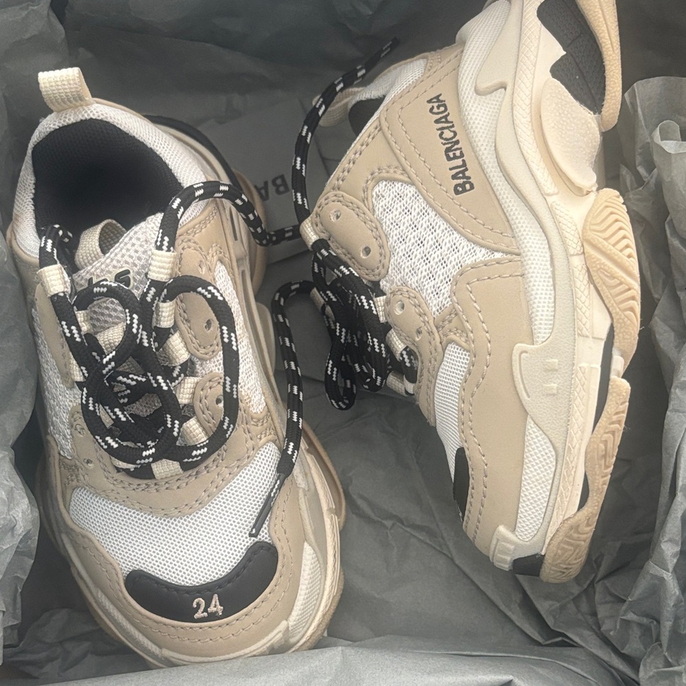 Balenciaga Beige and White Chunky Sneakers